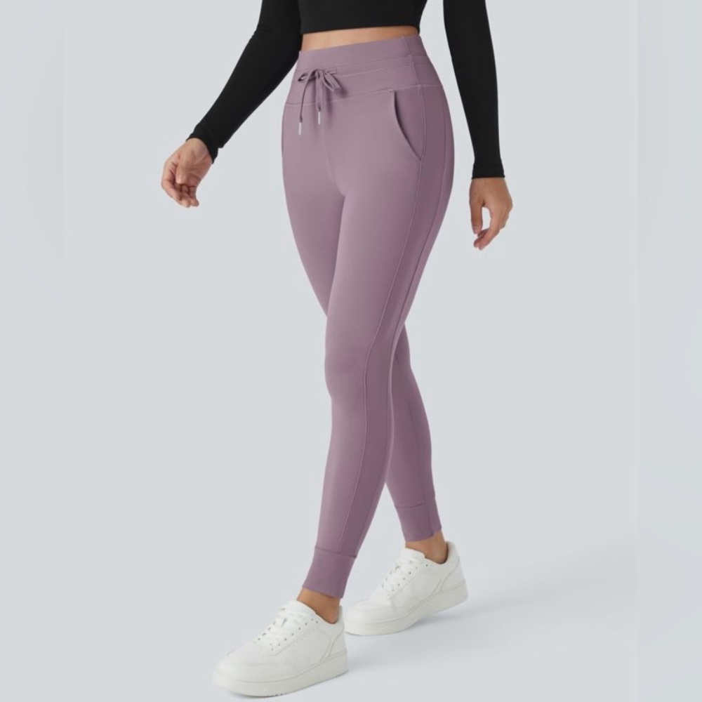 Halara SoftlyZero Plush High Waist Mauve Jogger Pants Women's L NWT